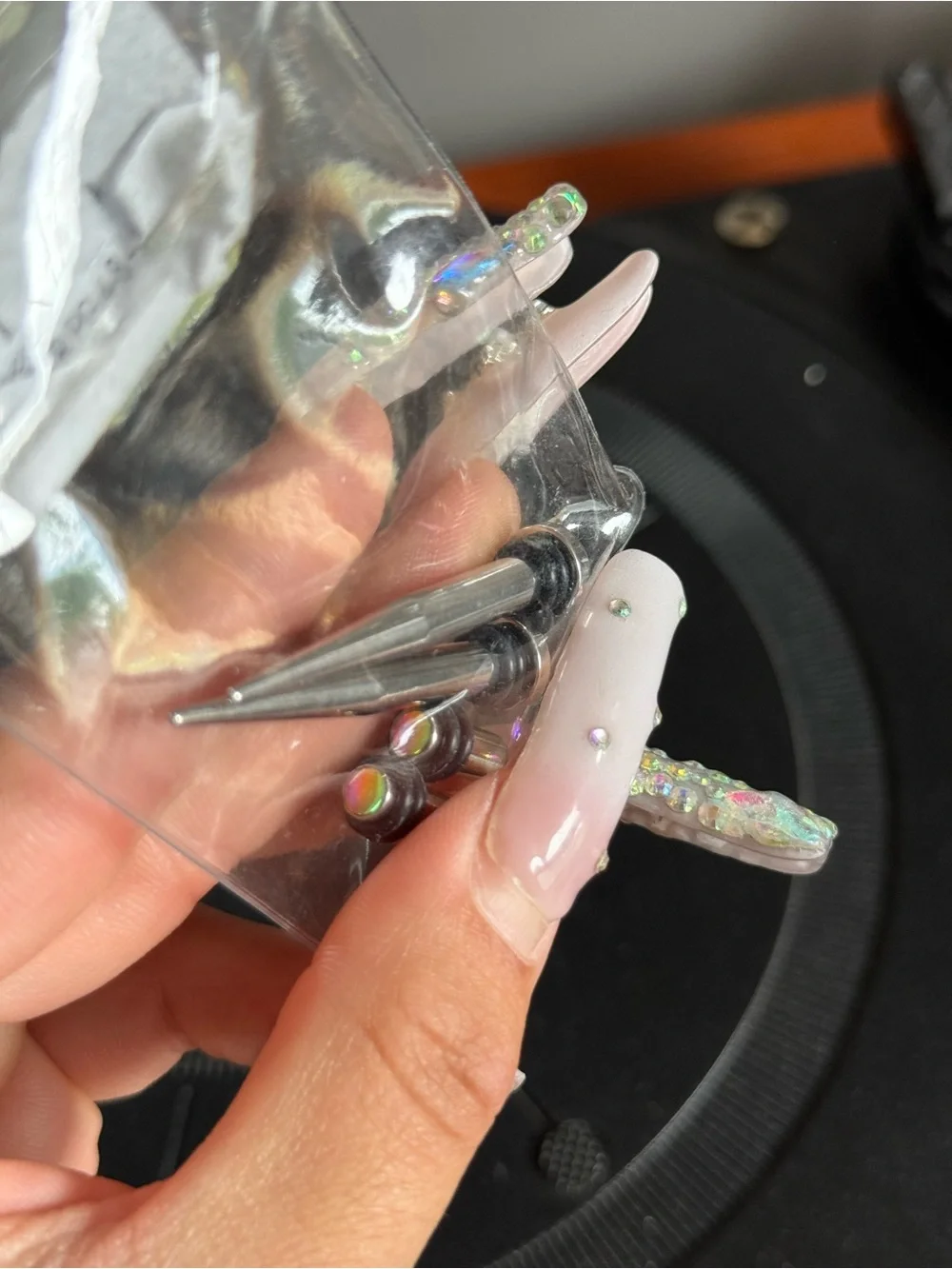Silver gauge earrings